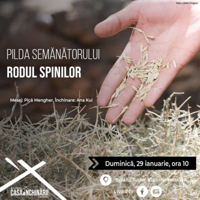 Duminica viitoare continuăm cu Pilda semănătorului și cum să evităm un ogor plin de spini în inima noastră
